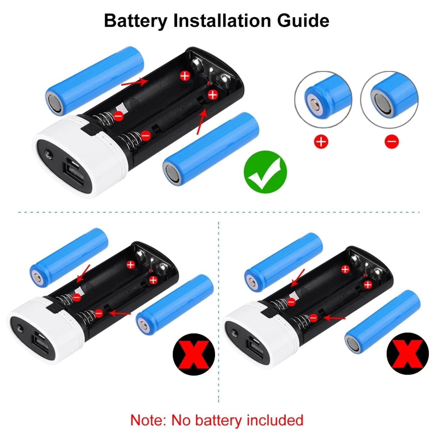 HAWEEL DIY 2x 18650 Battery (Not Included) 5600mAh Power Bank Shell Box with USB Output & Indicator Charging Box for Smartphone