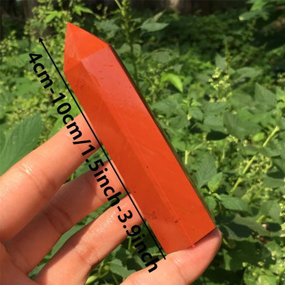 1pc Red Jasper Crystal Obelisk Standable Pointed Wand Hexagonal Tower Design Vibrant Home Decor & Mineral Specimen Perfect Gift