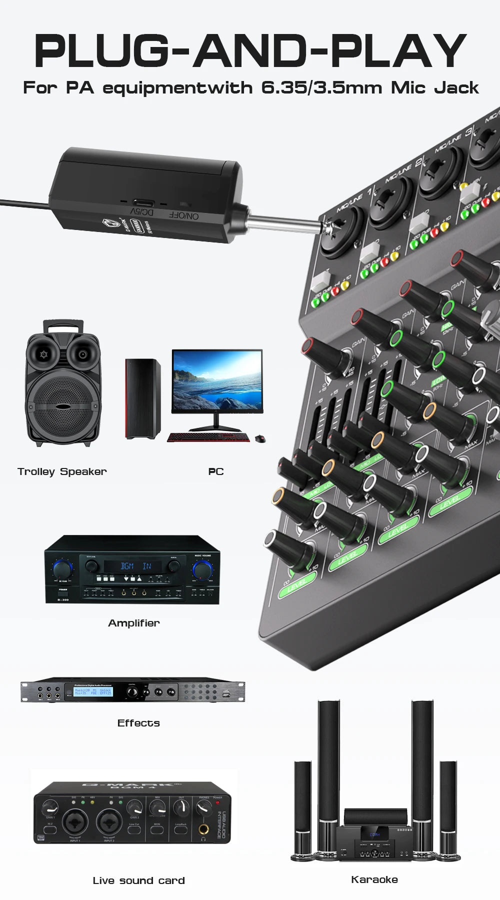 Diamond Microphone Customized for Singers G-MARK SKM9000 Wireless Karaoke Mic Adjustable Frequency Party Show Teaching Wedding