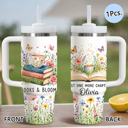 Luxury Garden Art Vacuum Flasks 40oz Stainless Steel Insulated Tumbler with Handle & Straw Leakproof Travel Mug