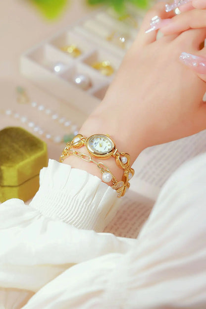 UTHAI Women's Watch Brand Japanese Style Light Luxury Simple Pearl Bracelet Jewelry Waterproof Female Fashion Clock Watches Gift