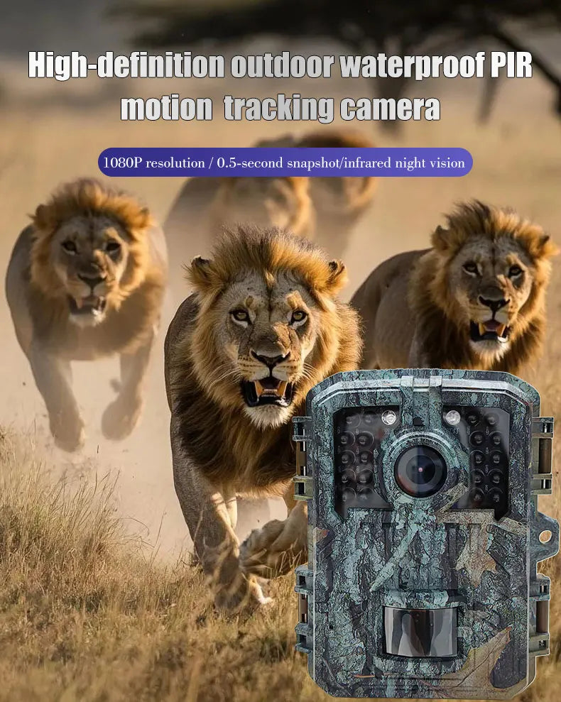 Hunting Trail Camera 16MP 1080P Wild Animal Detector Trail Camera HD Waterproof Monitoring Infrared Heat Sensing Night Vision
