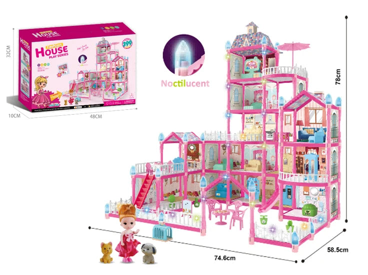 Girls Villa Castle Model Building Block Sets  DIY Bricks Toys  Doll house Villa Children Pretend Play Toys for Girls Gift