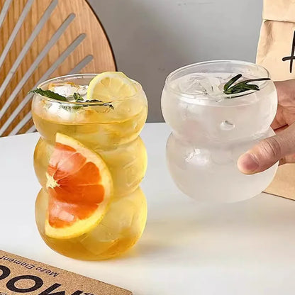 Transparant Drinking Glass Cup Creative Wave Shape Iced Coffee Tumbler Cup Juice Milk Tea Mug Drinkware Water Glasses Ripple Mug
