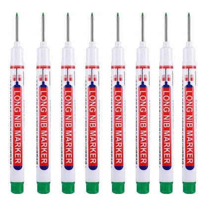 8Pcs/Set 20mm Deep Hole Long Nib Head Markers For Metal Perforating Pen Waterproof Bathroom Woodworking Decoration Multi-Purpose