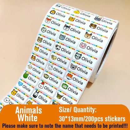 200Pcs Custom Waterproof Hebrew Name Stickers Personalized Children Hologram Label  Sticker With Students School Stationery Tag