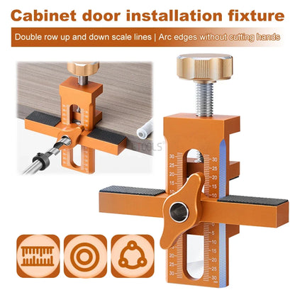Adjustable Cabinet Door Mounting Jig Quick Positioning Hole Opening Tool Aluminum Alloy for Woodworking Installing Cabinets Tool