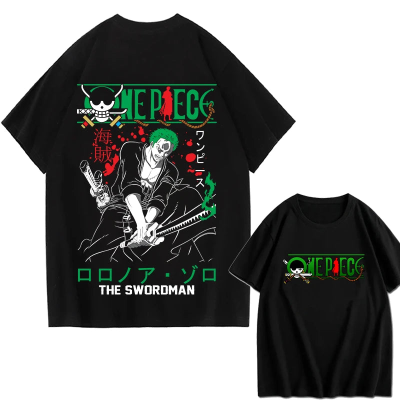 2026 New ONE PIECE Zoro Luffy Gear 5 Printed Short-sleeved Cotton T-shirt Summer Tide Pure Cotton Unisex Clothing