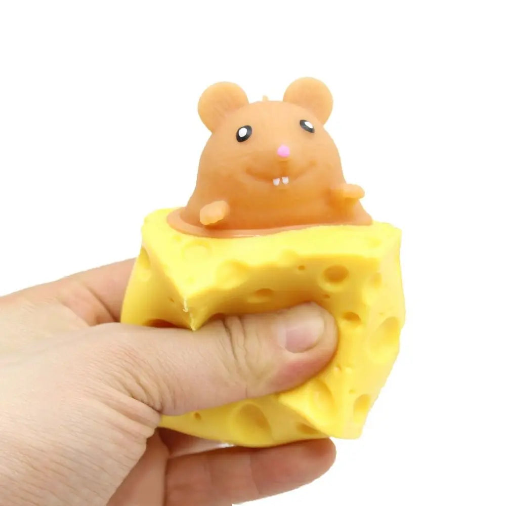 PVC Cheese Mouse Decompression toy Stress Relief Squeeze Anti Stress Toy Pop Up Funny Fidget Toys children
