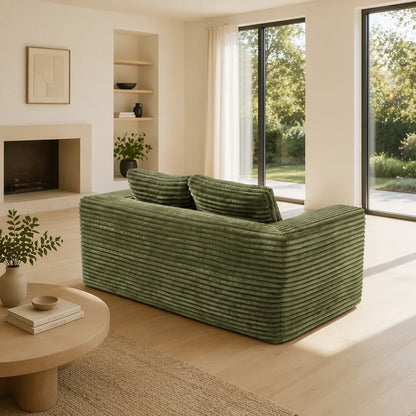 Boneless Deep Seat Double Sofa No Assembly Needed Foam Floor Cushion Sofa Plush Corduroy Fabric Apartment Bedroom Living Room