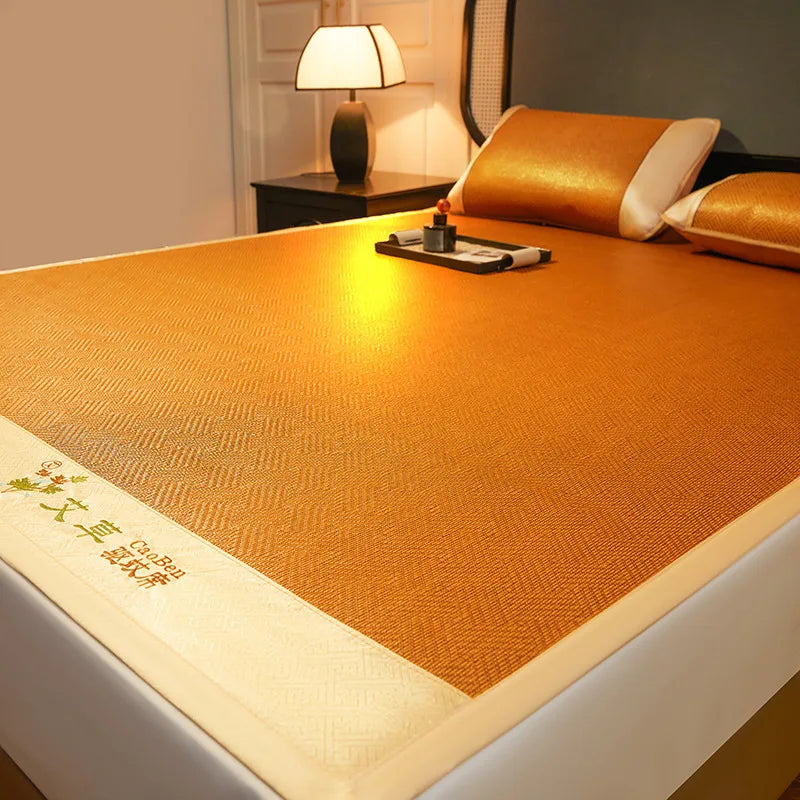 Ice Silk Cooling Mat Natural Mountain Foldable Double Bed Mattress Mugwort Cooling Pad Summer Sleep Cooling Bedding for Couple