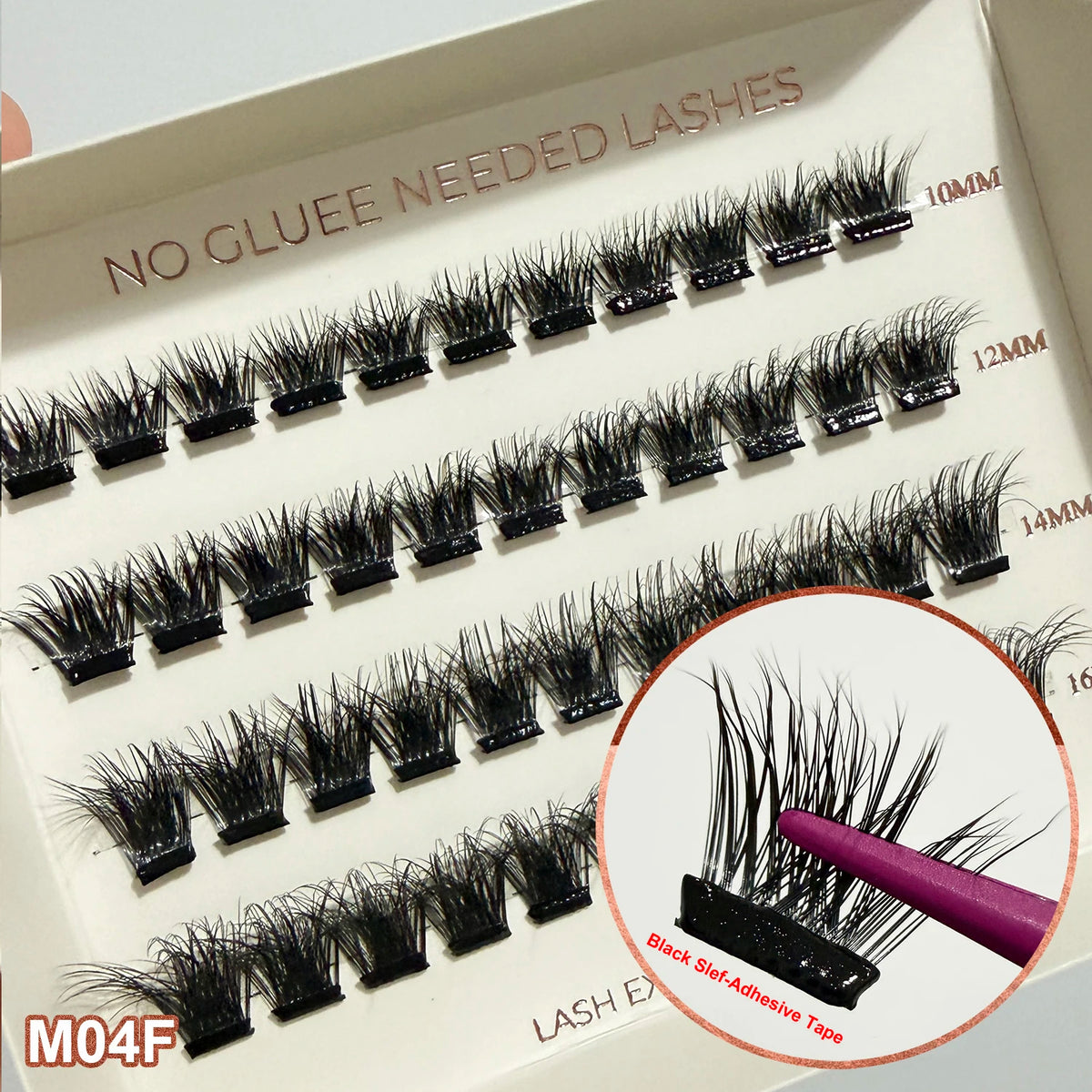2‑5 Days Strong Hold Press On Cluster Lashes Wide Black Pre‑glued Band Self Adhesive Eyelashes NEW No Glue Need Lash Clusters