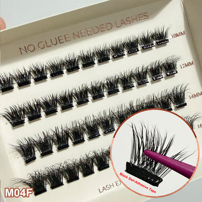 2‑5 Days Strong Hold Press On Cluster Lashes Wide Black Pre‑glued Band Self Adhesive Eyelashes NEW No Glue Need Lash Clusters