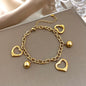 Fashion Gold Plated Stainless Steel Chain Bracelet for Women Cute Star Heart Cherry Tassel Charms Bracelets Waterproof Jewelry