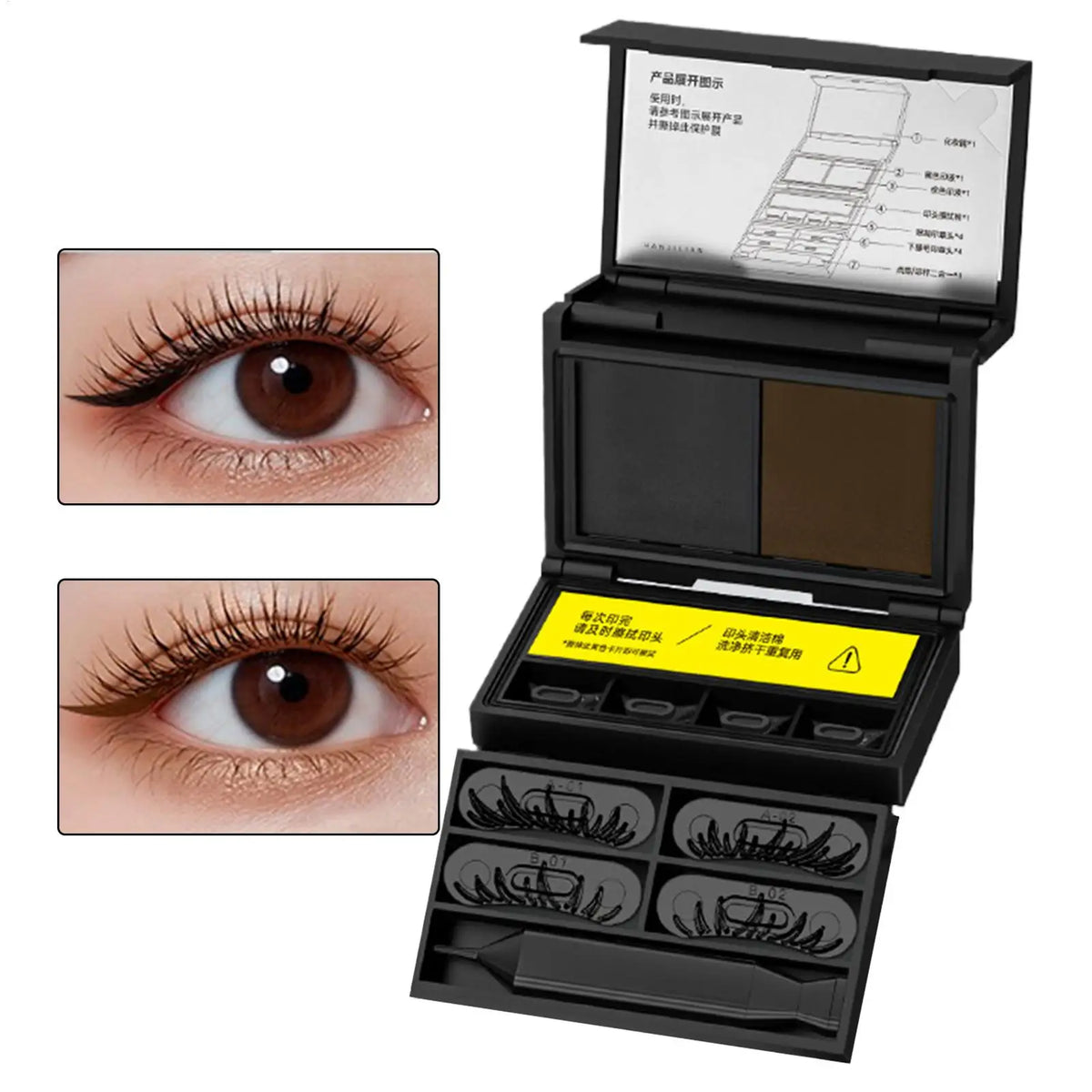 Eye Makeup Kit for Women Waterproof Smudge Proof Eyelash Stamps Kit for Women Teen Girls Travel Home Dating Business Trip