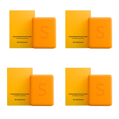 Persimmon Soap Bar and Persimmon Body Wash for Body Odor Control Natural Fruity Aroma Shower Cleanse Gel Bath Soap for Women&Men