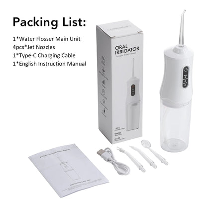Inteligentny irygator doustny elektryczny 220 ml, nić wodna, 3 tryby, ładowalny, przenośny, irygator do zębów, do czyszczenia zębów
