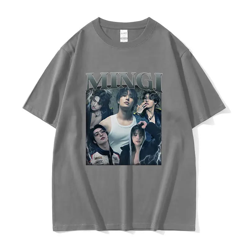 Kpop Ateez Mingi 2026 Graphic T Shirt Men's Hip Hop Korean O-Neck Short Sleeve T-shirts Glothing Fashion Vintage Cotton T-shirt
