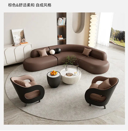 Italian Minimalist Office Sofa Modern High-end Living Room Corner L-shaped Reception Sofa Guest Area Office Furniture FYOS