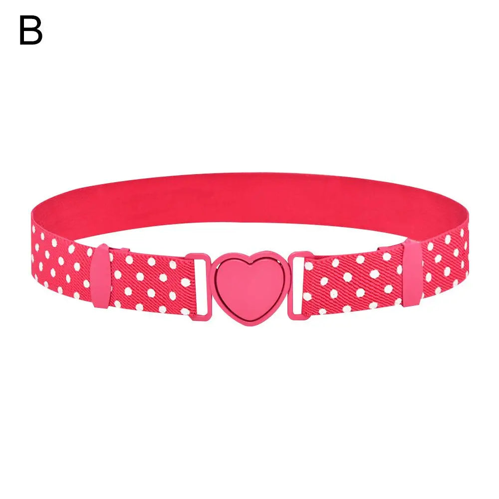 2022 Children Stretch Belts Girls Multicolor Adjustable Elastic Waist Belts with Heart Shape Buckle Waistband Accessories