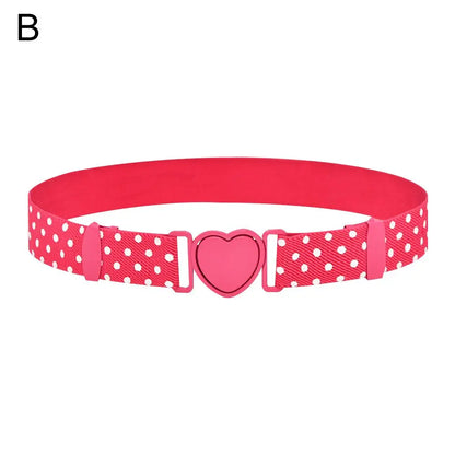2022 Children Stretch Belts Girls Multicolor Adjustable Elastic Waist Belts with Heart Shape Buckle Waistband Accessories