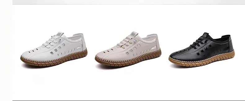 Men's Comfortable Hollow Slip-on Loafers, Breathable Anti-slip Soft Sole Outdoor Driving Shoes-WC2516