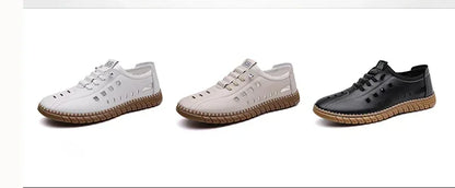 Men's Comfortable Hollow Slip-on Loafers, Breathable Anti-slip Soft Sole Outdoor Driving Shoes-WC2516
