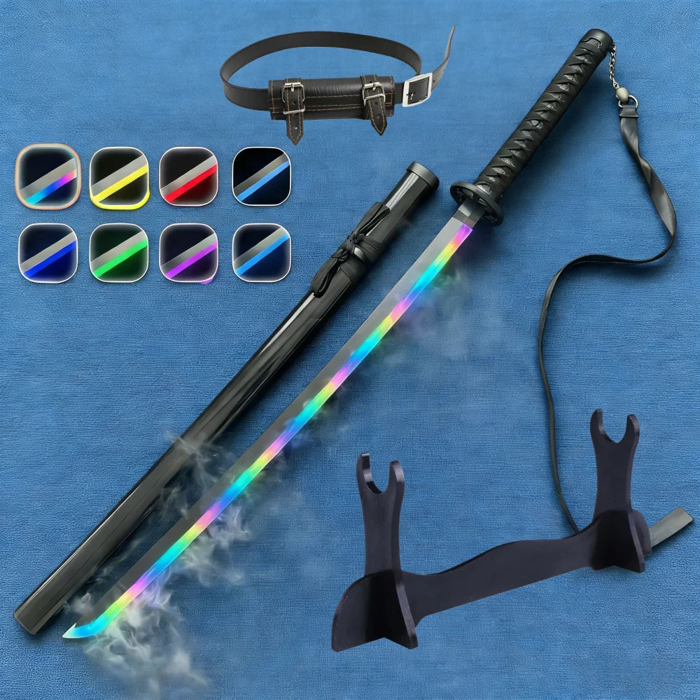 40inch Kurosaki Ichigo Katana Bleach Real Size LED Mist Katana Smoke Effect Modes Anime Cosplay Prop Knife Unsharp Toy Gift