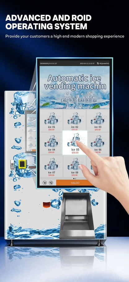 Customized Automatic Bagging and Sealing Packaging Ice Vending Machine, Reverse Osmosis Water Ice Vending Machine