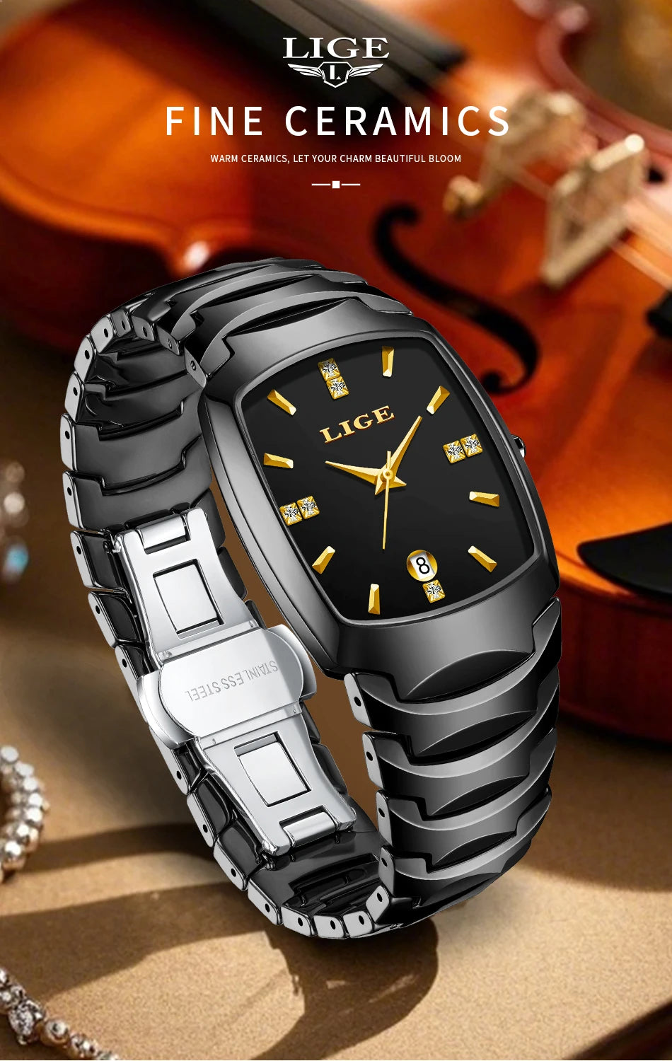 LIGE New Ladies Waterproof Watch Luxury Ceramic Braceletz Women Watches Creative Fashion Original Elegant Quartz Wristwatch Gift