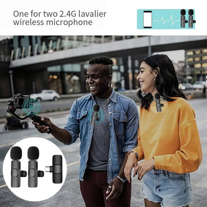 Lavalier Wireless Microphone 80mAh Rechargeable Battery Clip-On Podcast Mic for Streaming Vlogging Voice Recording Plug & Play