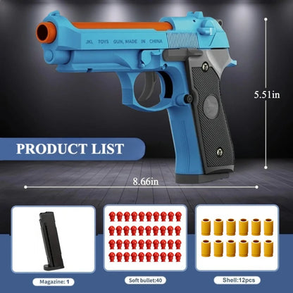 SIG17 Shell Throwing Toy Gun Continuous Firing Blowback Soft Bullet Pistol Model Empty Hanging Weapon Children's Toy Boys Gift