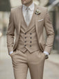 Men's Business Formal Suit 3-Piece Single Breasted Notch Lapel Solid Double Breasted Vest Elegant Office Party Wedding