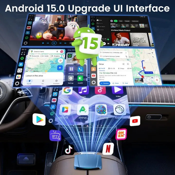 2026 Android 15 Tbox Ultra 8GB+128GB CarPlay Ai Box 4G LTE Wireless CarPlay Android Auto GPS SM6350 8-Core For Netflix YouTube