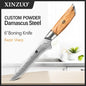 XINZUO 1-8pcs Kitchen Knife Set 73 Layers Custom Damascus Steel 15°±1 Per Side Steel Blade with Olive Wood Handle