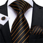 Fashion Men Tie Luxury Gold Black Dot Striped Paisley Silk Wedding Tie For Men DiBanGu Designer Hanky Cufflinks Gift Tie Set
