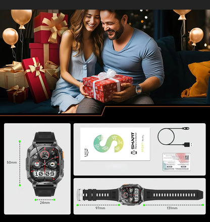 LIGE 2026 Military Grade 1400mAh Battery Smart Watch Men 2.01" HD Screen IP68 Waterproof Sport Fitness Bluetooth Call Smartwatch