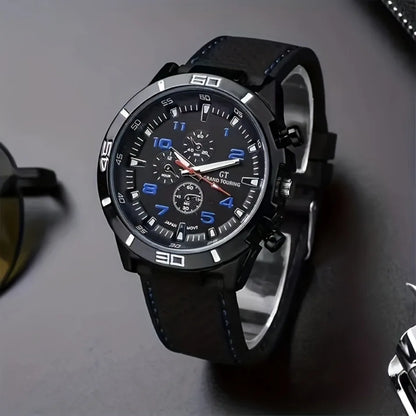 3pc/set Fashion Simple Mens Watch Analog silicone Male Watch Casual Men's Quartz Wrist Watch Ideal Choice for Thanksgiving Gifts