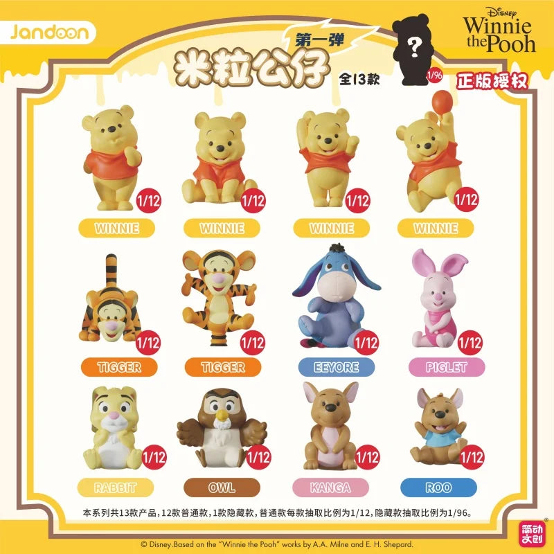 Jandoon Original Winnie the Pooh Blind Box Doll Winnie Rice Grain Tigger PIGLET EEYORE Mini Action Figure Model Toy Collection