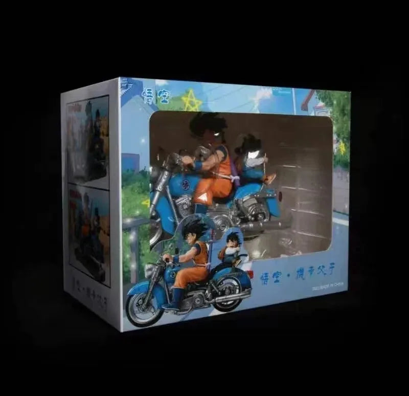 Dragon Ball Super Saiyan Gk Figure Goku Gohan Motorcycle Rotatable Tires Boxed Collectible Model Decor For Anime Collectors