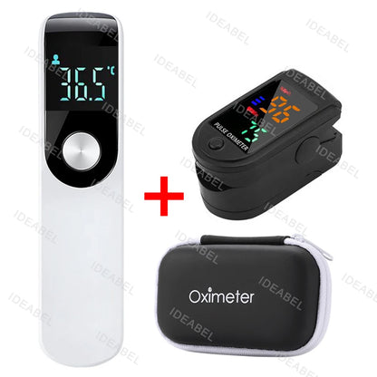 Household Infrared Thermometer Digital Non Contact LCD Laser Thermometer Tool Handheld IR Temp Pyrometer Finger Pulse Oximeter