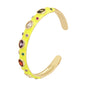 Fashionable Multicolor Gold Plated Gemstone Charm Bangle,Fine Colorful Enamel Open Adjustable Bracelet Jewelry Supply  Q35