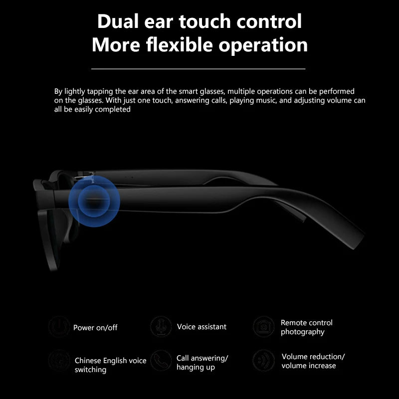 Lenovo AI Smart Glasses Touch Control Photo Camera Recording Translator Voice Assistant Music Wireless Bluetooth Sunglasses 2026