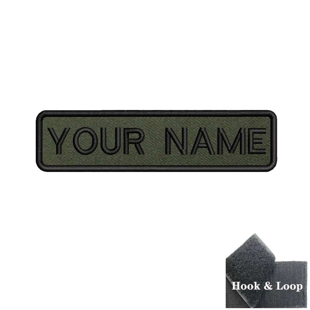 1PC 10cmX2.5cm Custom Name Flag Patch Badge Iron On Hook Loop Army green Netherlands Germany Russia France Belgium Italy Spain
