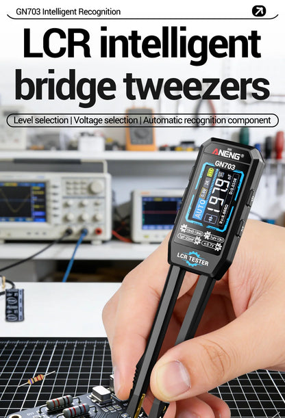 ANENG GN703 Smart Tweezers LCR Meter Professional SMD ESR Test Capacitance Resistance Inductance Digital LCR Bridge Calibration
