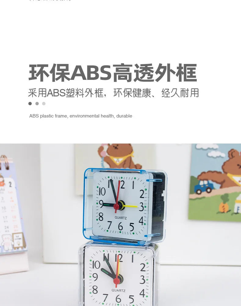 Table Clock Square Alarm Clock Small Alarm Electronic Bed Compact Travel Clock Quartz For Child Students Desk Alarm