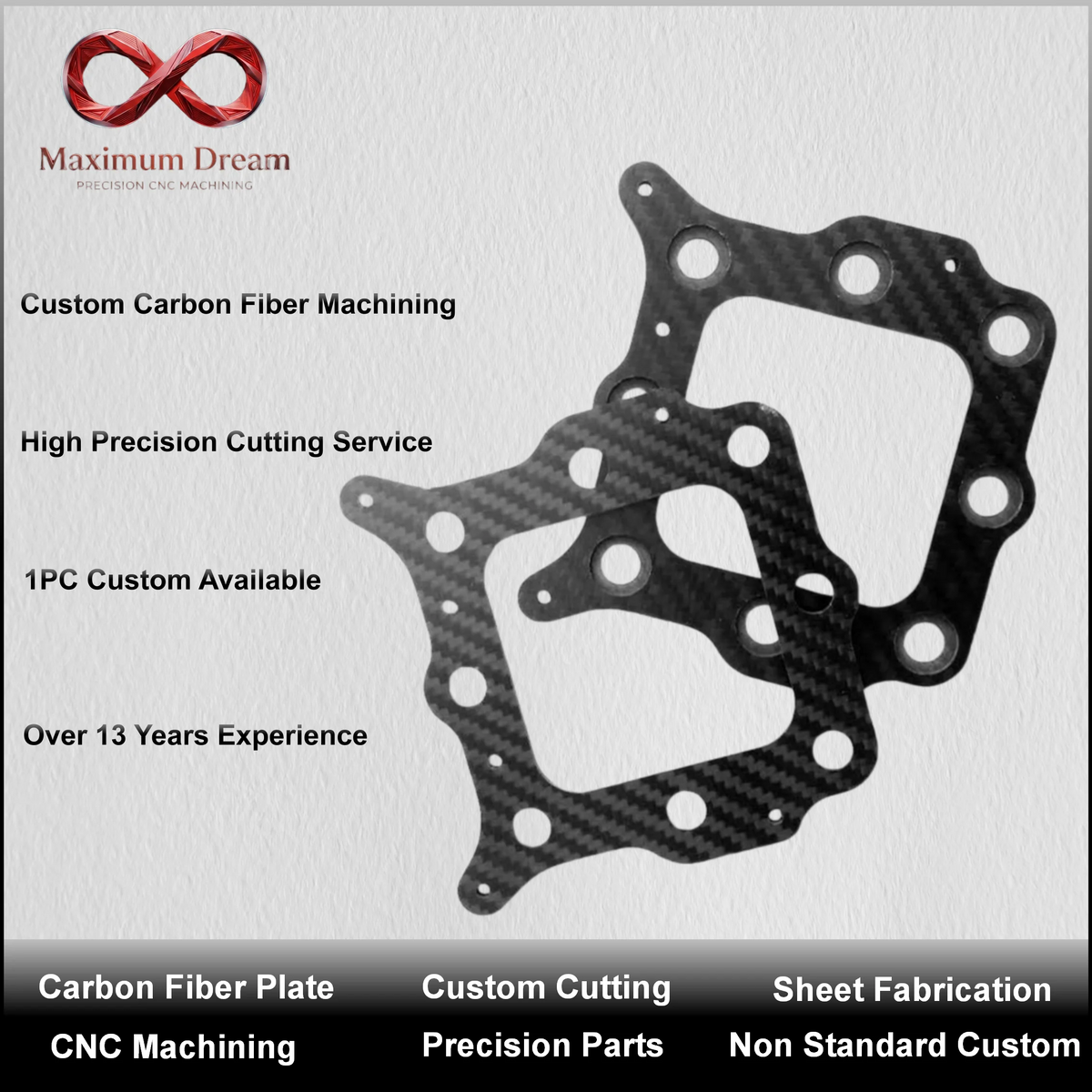 Custom Carbon Fiber Board CNC Router Cutting Service Precision Plate Machining RC Model Robotics Parts