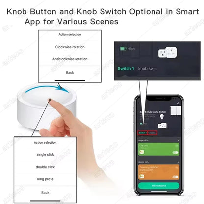 Tuya ZigBee Smart Knob Switch Wireless Scene Button Rotatable Dimmer Controller Switch Intelligent Automation Linkage Remoter