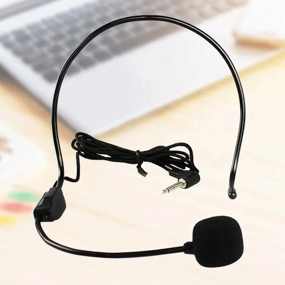 New Portable Wired Microphone 3.5mm Plug Flexible Headset Microphone Video Recording Head-mounted Speech Headset Mic