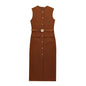 Women's Dress Black Long Dresses Spring Summer 2025 Button Up Sleeveless Sundress Vestidos Elegant Casual Women's Dresses
